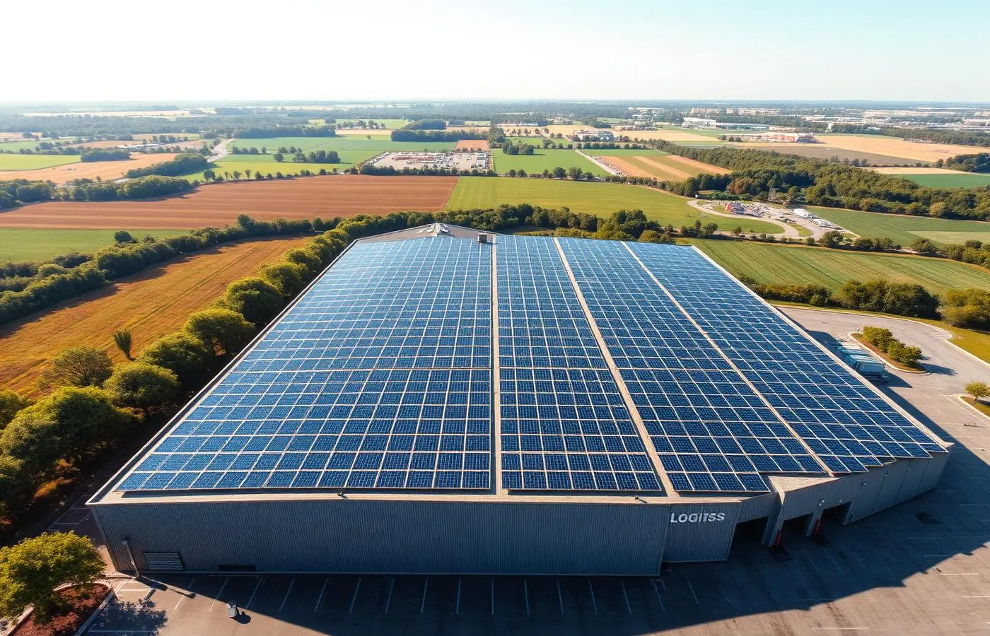 Pannelli fotovoltaici sul tetto del magazzino
