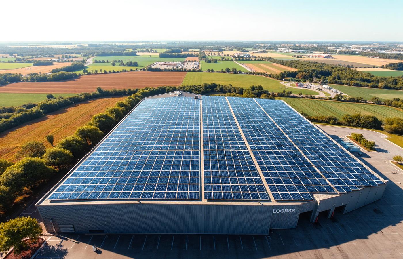 Pannelli fotovoltaici sul tetto del magazzino